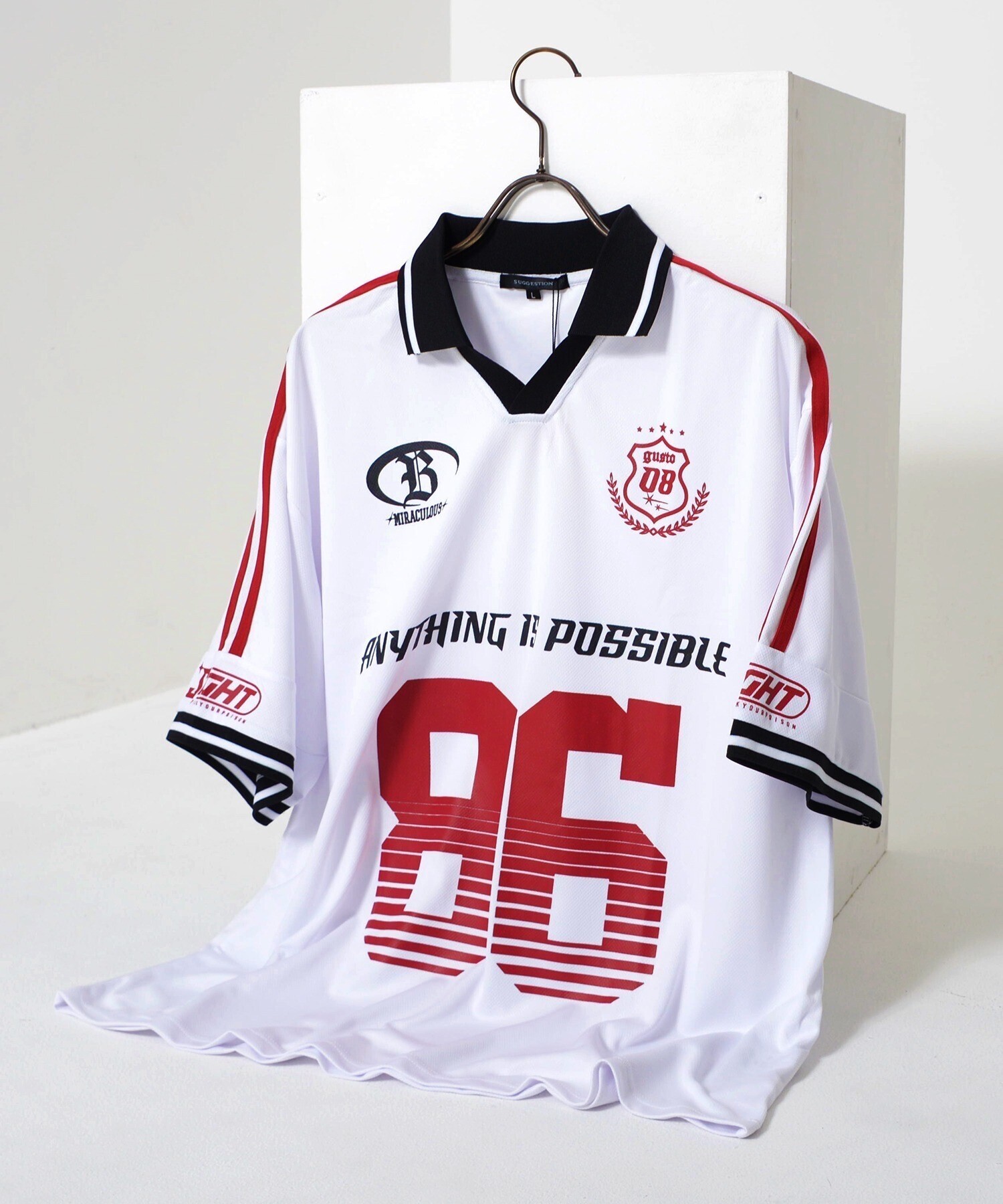 Revo. オーバーサイズ サッカー ユニフォームデザイン ポロ襟 半袖Tシャツ