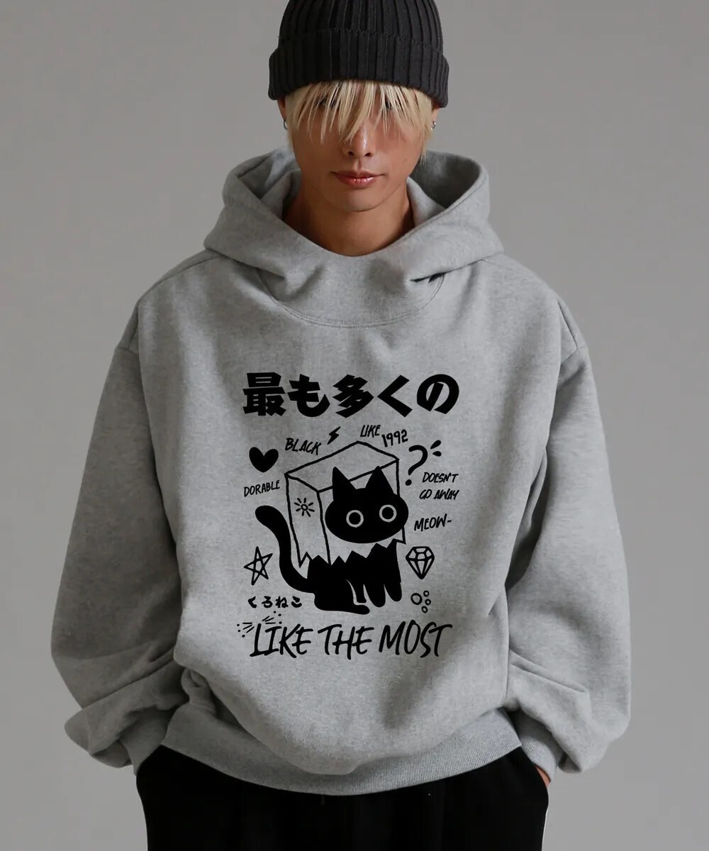 LIKE THE MOST Boxcat Peach Skin Over Hoodie