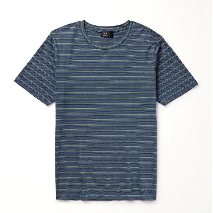 A.P.C. コットンジャージー Tシャツ ストライプ&ロゴ