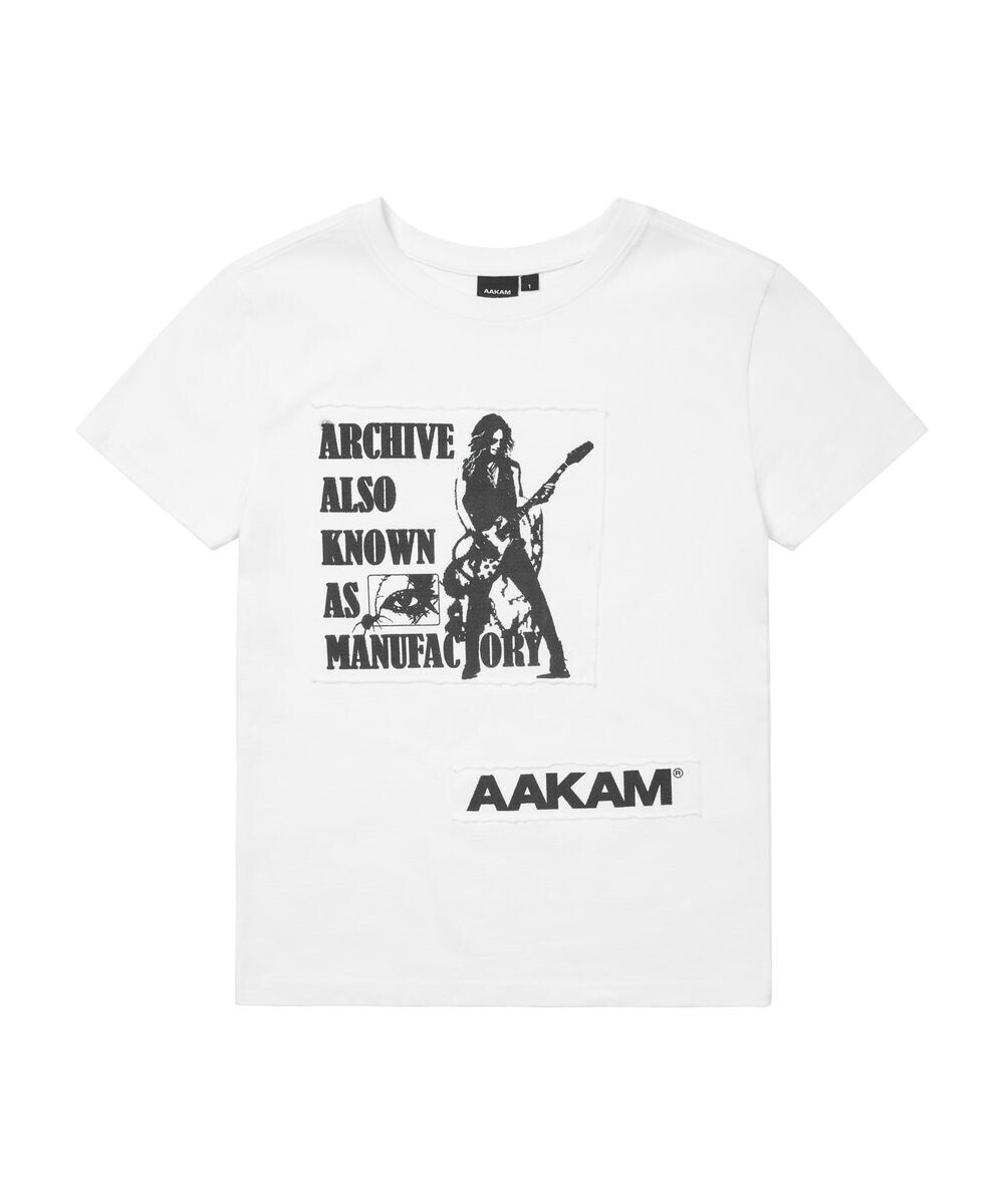 AAKAM Washed Patch Half Top (White)
