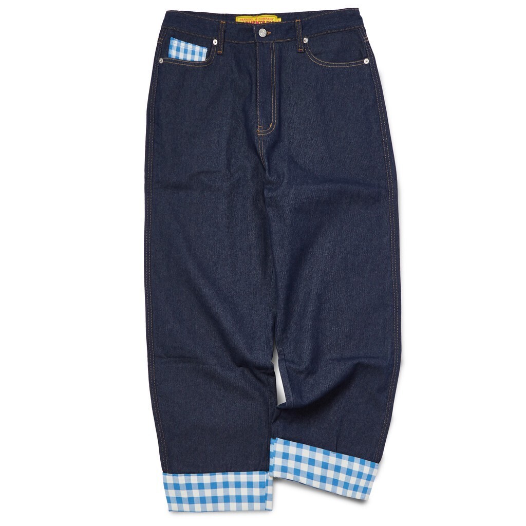 GARMENTS FAB Check Turn Up Denim Pants