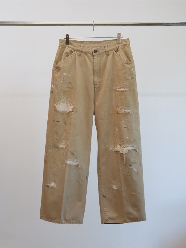 ANCELLM REMAKE WIDE CHINO TROUSERS BROWN
