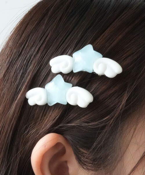 Port 天使の羽 付き スター ヘアピン