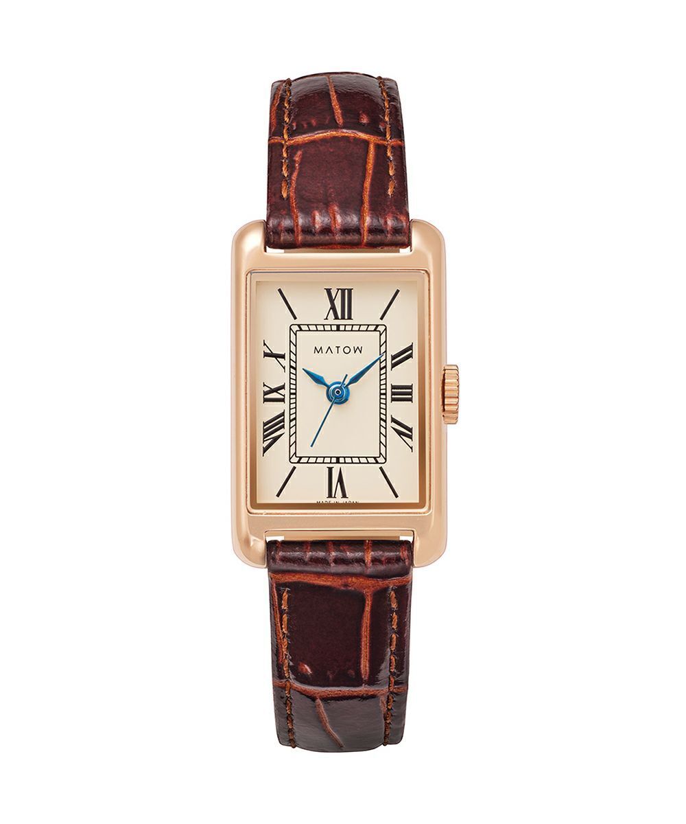 MATOW/マトウ TSUKI 朧月 / SQUARE ROSE GOLD BROWN LEATHER