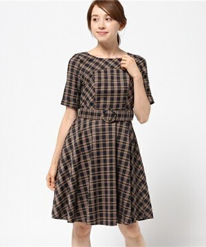 PATTERN fiona チェックパネルフレアワンピース