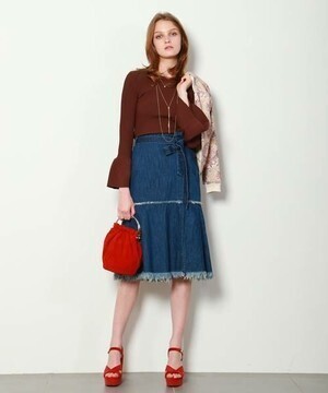 Lily Brown 切替ラップ風デニムスカート