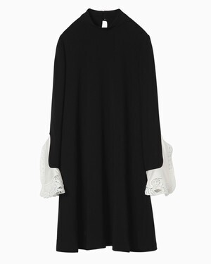 mame Lace Cuffs A-Line Dress