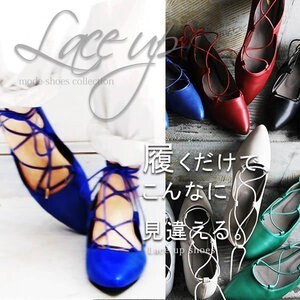 osharewalker ローヒールレースアップパンプス