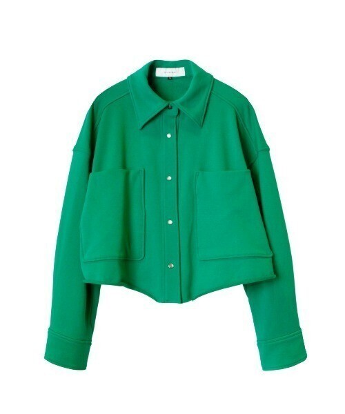 LE CIEL BLEU クロップドスウェットボタンシャツ / Cropped Sweat Button Shirt