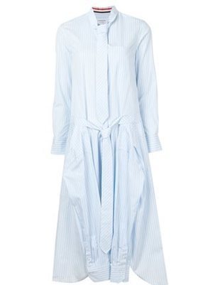 THOM BROWNE.NEW YORK tie-collar shirt dress