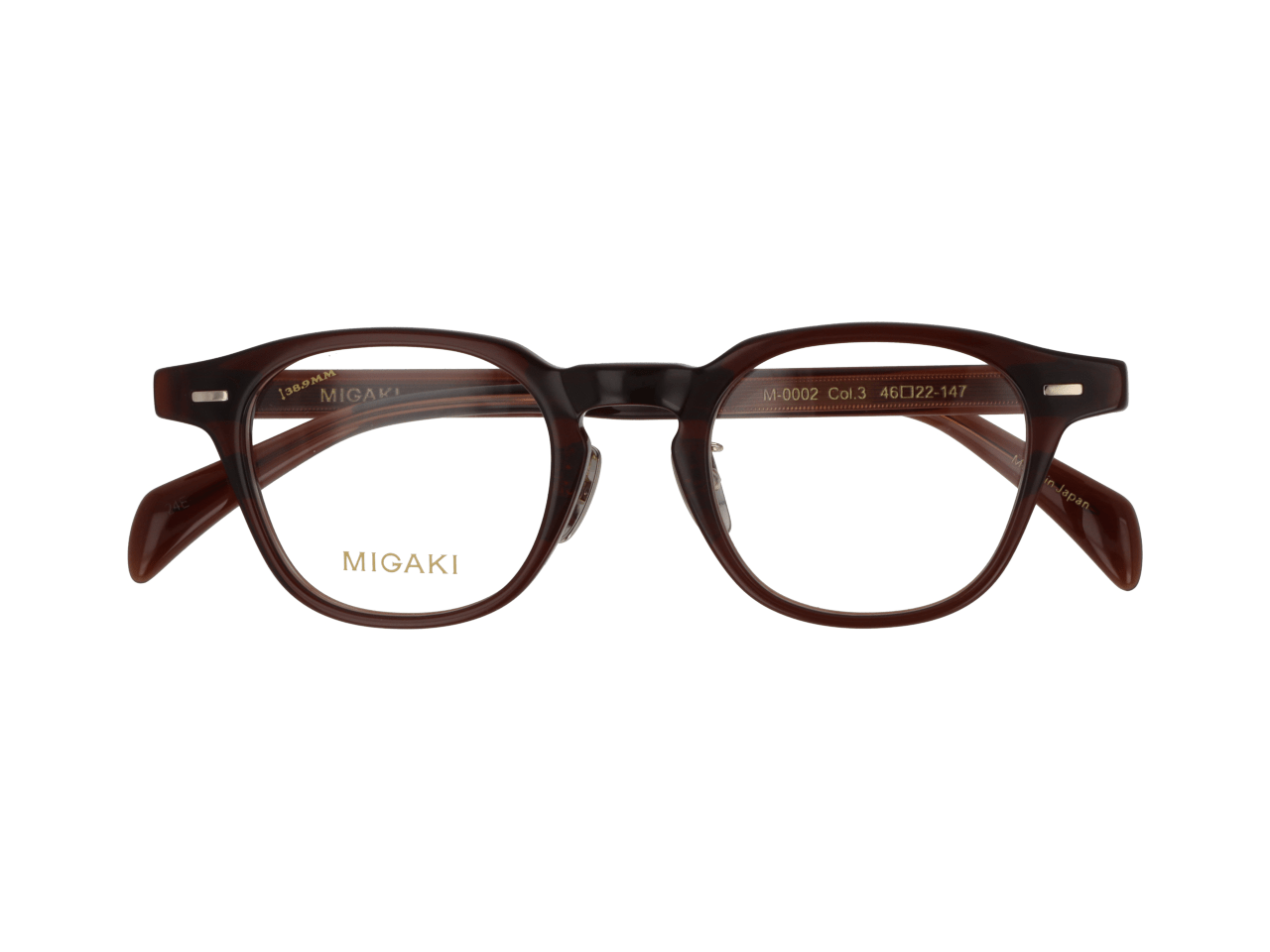 メガネのアイガン MIGAKI（度付き可能）M-0002　Col.3【レッドブラウン】