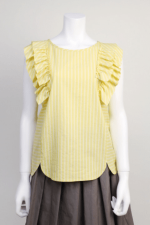 trois 【T61-3111】trois/ストライプ柄フリルブラウス