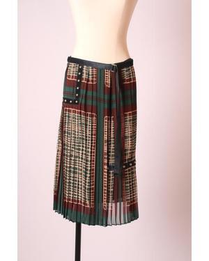 sacai プリントプリーツ巻スカート グリーン