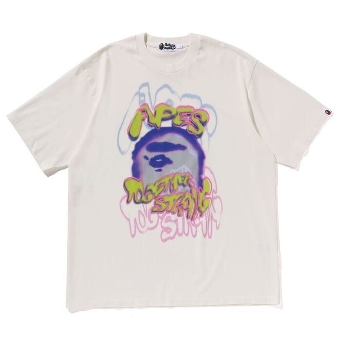 A BATHING APE HEAVY WASHED LOGO RELAXED FIT TEE