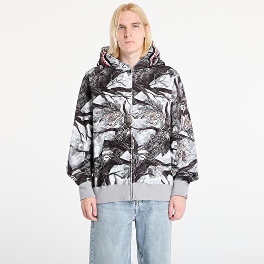 A BATHING APE TREE EDGE CAMO SHARK RELAXED FIT FULL ZIP HOODIE