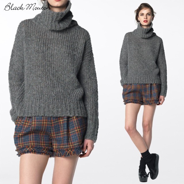 Black Mouton タータンチェックフリンジショートパンツ