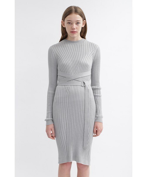 JILLSTUART ベルティッドリブニットワンピース