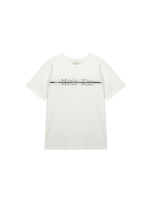 MATIN KIM LOGO CUTTED LAYERED TOP IN WHITE