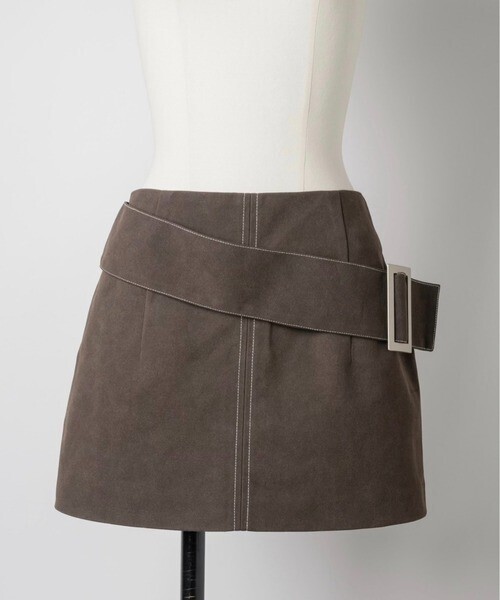 MUSUBORE low waist suede mini skirt