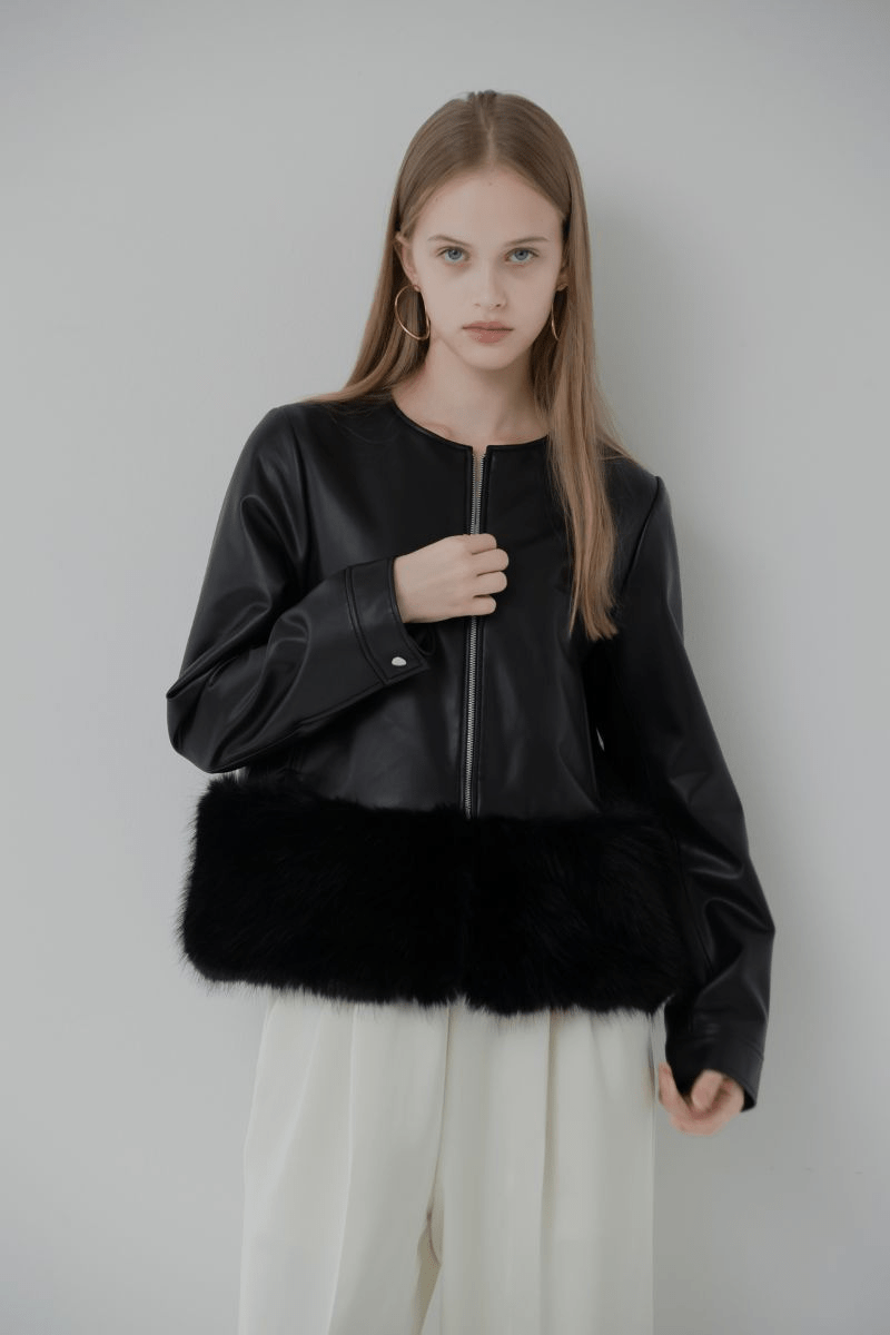 maison de Dolce. furry jacket/black
