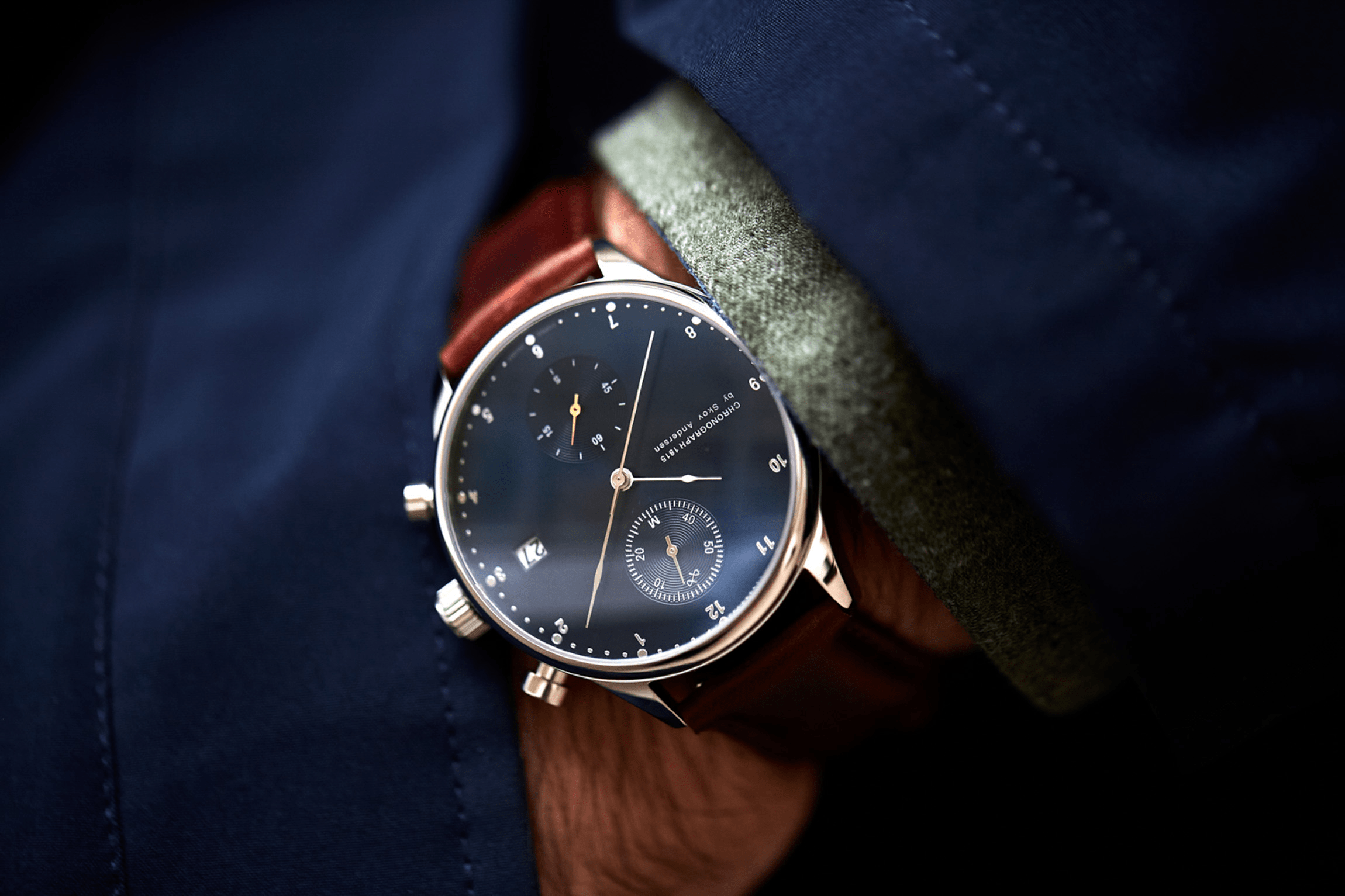 About Vintage 1815 Chronograph Blue Sunray (茶色 レザーベルト付き)