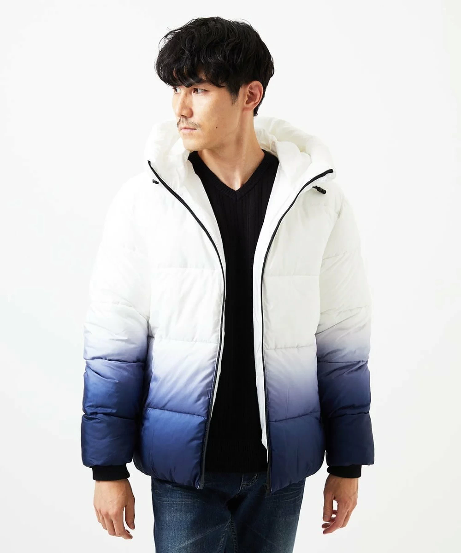 MK MICHEL KLEIN homme フード中綿ブルゾン / グラデーション