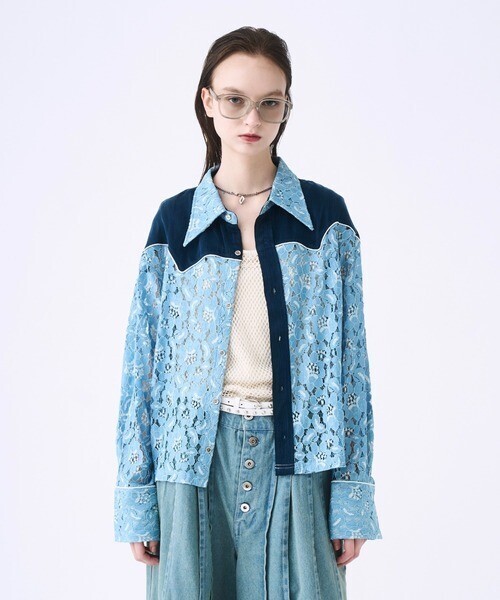 seyto Western lace short shirt
