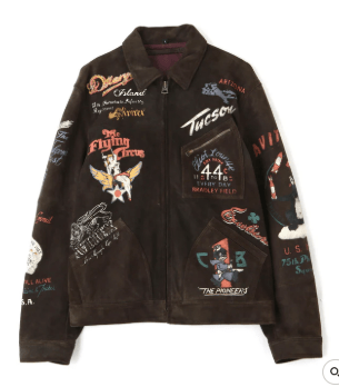 AVIREX SHEEP SUEDE TRACK JACKET ”HISTORY GRAPHIC”