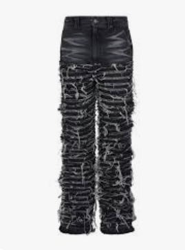 LECYTO Extreme Washed Crack Denim Pants