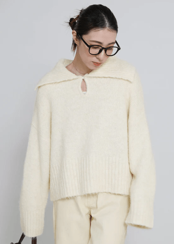 select MOCA ビッグカラーキーネックニット