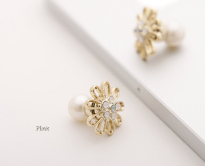 raffia 【JC1707】Jewel Casket / Magnet earring flower×pearl