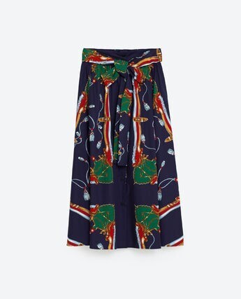 ZARA ネイビーブループリントスカート