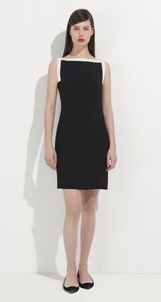 PAULE KA バイカラークレープバックサテンドレス