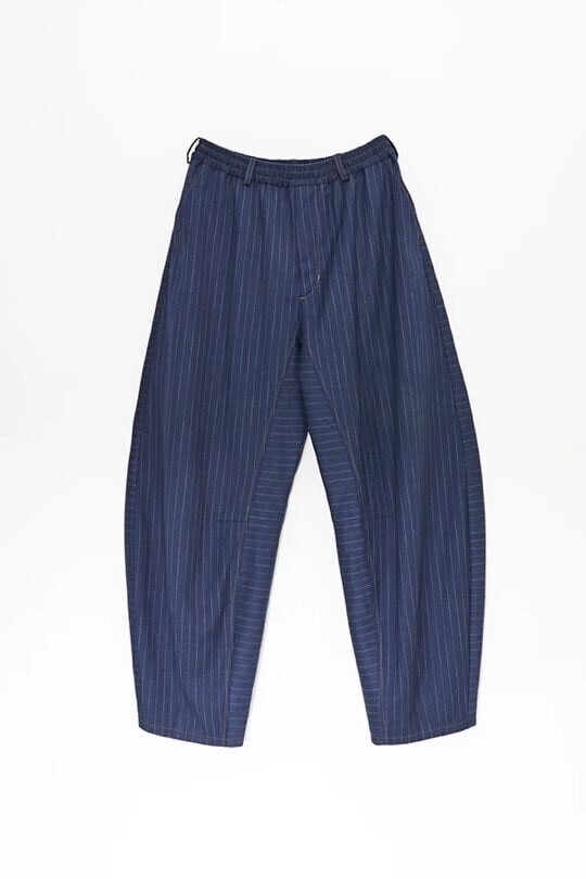 Nora Lily Pin Stripe Denim like Easy Barrel Pants-/ Navy Stripe-