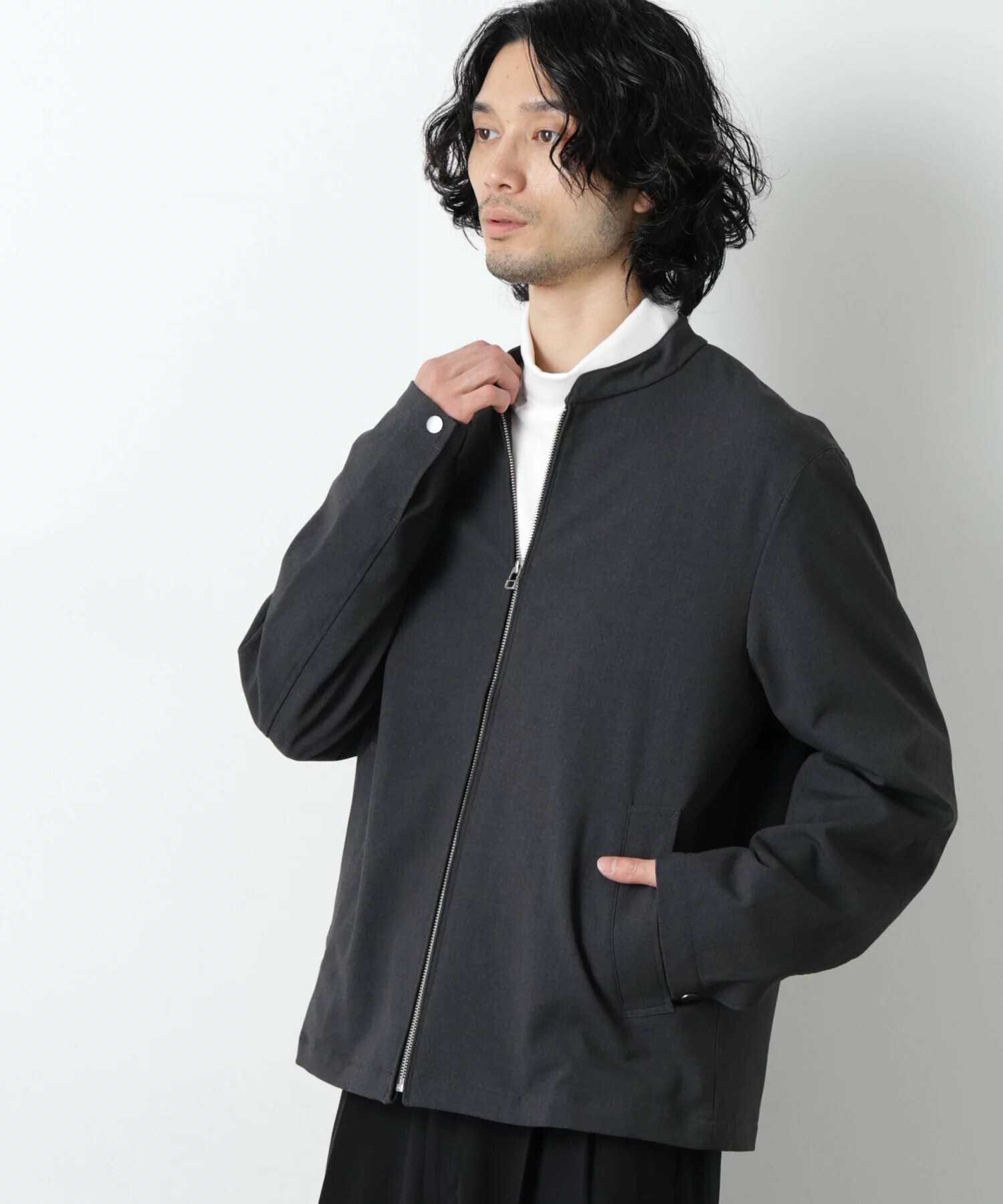 NANO universe シングルライダースブルゾン