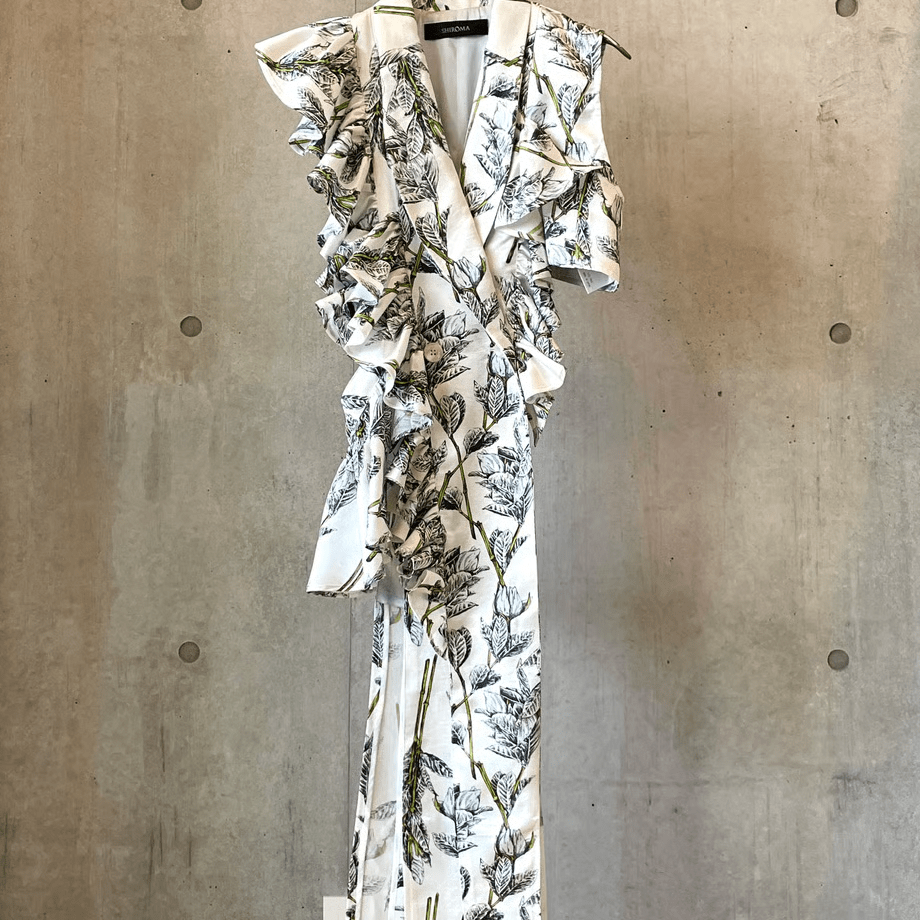 SHIROMA Botanical shawl collar gilet