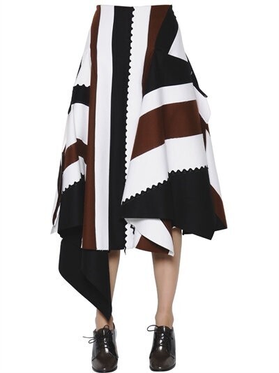 SPORTMAX ASYMMETRIC PATCHWORK FELTED WOOL SKIRT