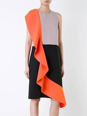 MSGM Contrast Ruffle Shift Dress