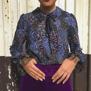 KIKKA THE DIARY OF Vintage flower bow tie blouse