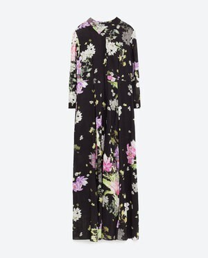 ZARA ブーケ柄プリント地ワンピース
