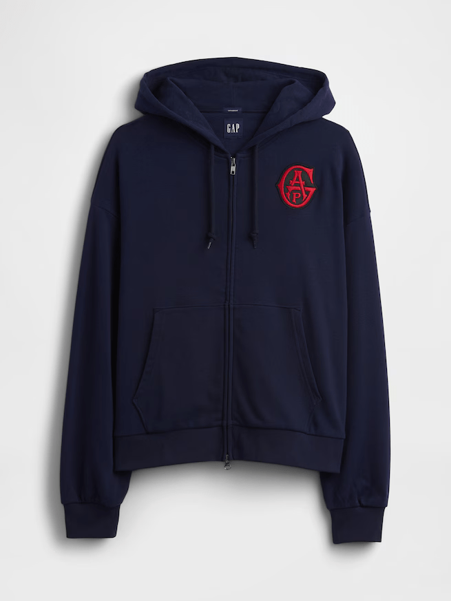GAP ヴィンテージソフト フレンチテリー GAPロゴ ダブルジップパーカー