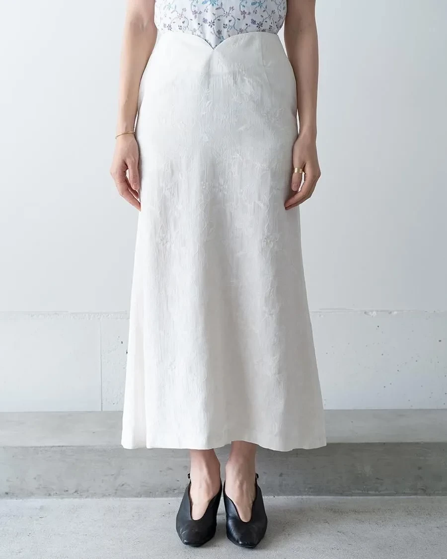 Mame Kurogouchi Raised Jacquard A-Line Skirt