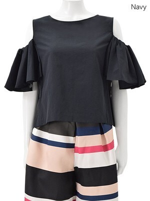 Chesty Open Shoulder Color Tops