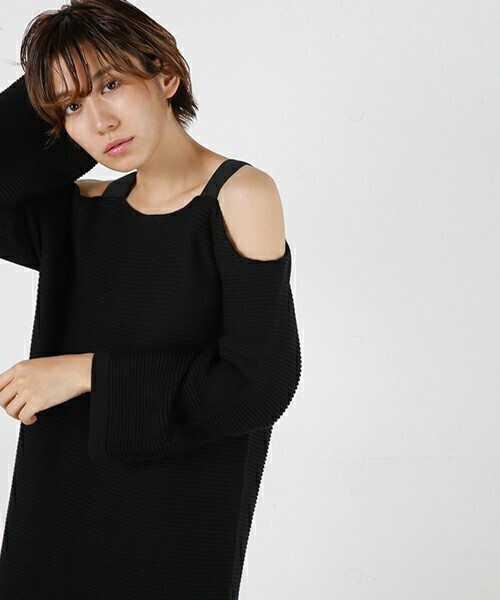 moussy OPEN SHOULDER KNIT DRESS
