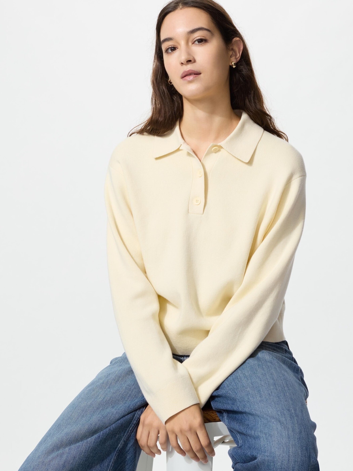 UNIQLO WOMEN スムースコットンポロセーター
