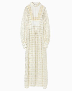 mame Lace Sleeves Diamond Dot Dress