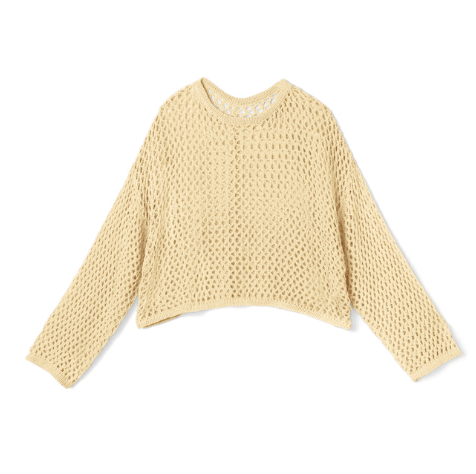 GRL メッシュ編みクロップド丈ニットトップス