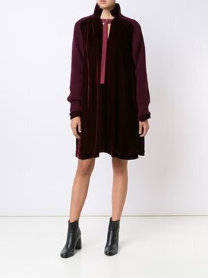 sacai ニットスリーブ ベルベットワンピース