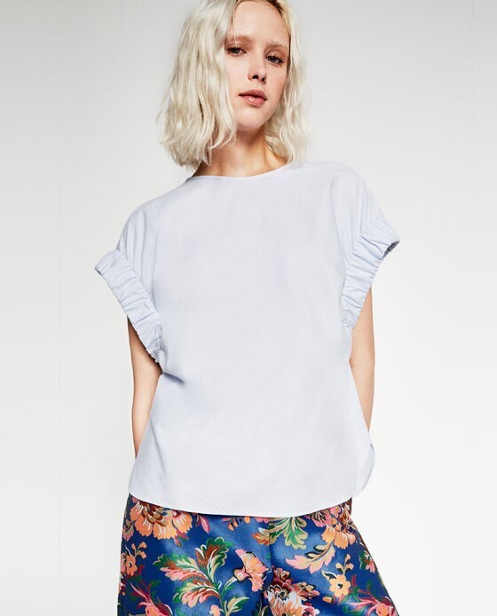 ZARA ストレッチ入りポプリン地トップス