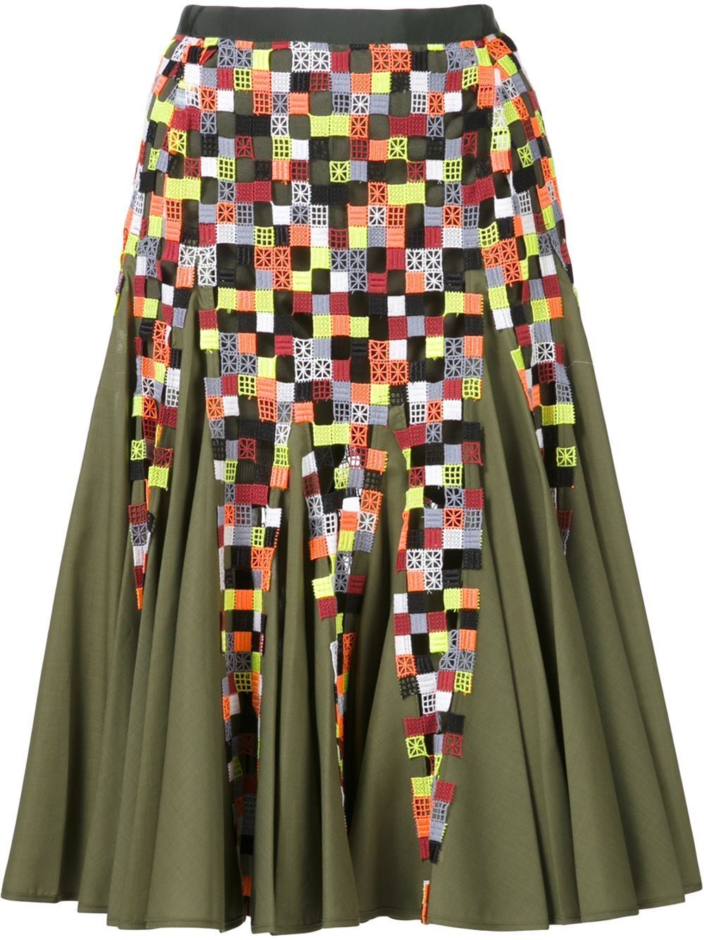sacai 刺繍パネル プリーツスカート